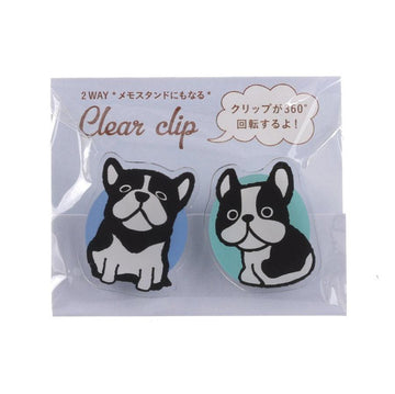 PINE BOOK Two Way Clear Animal Clip - Bulldog (20g) - LOG-ON