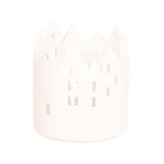 NANKAI TSUSHO Xmas Porcelain Candle Holder City Light - Town Hall Square (154g) - LOG-ON