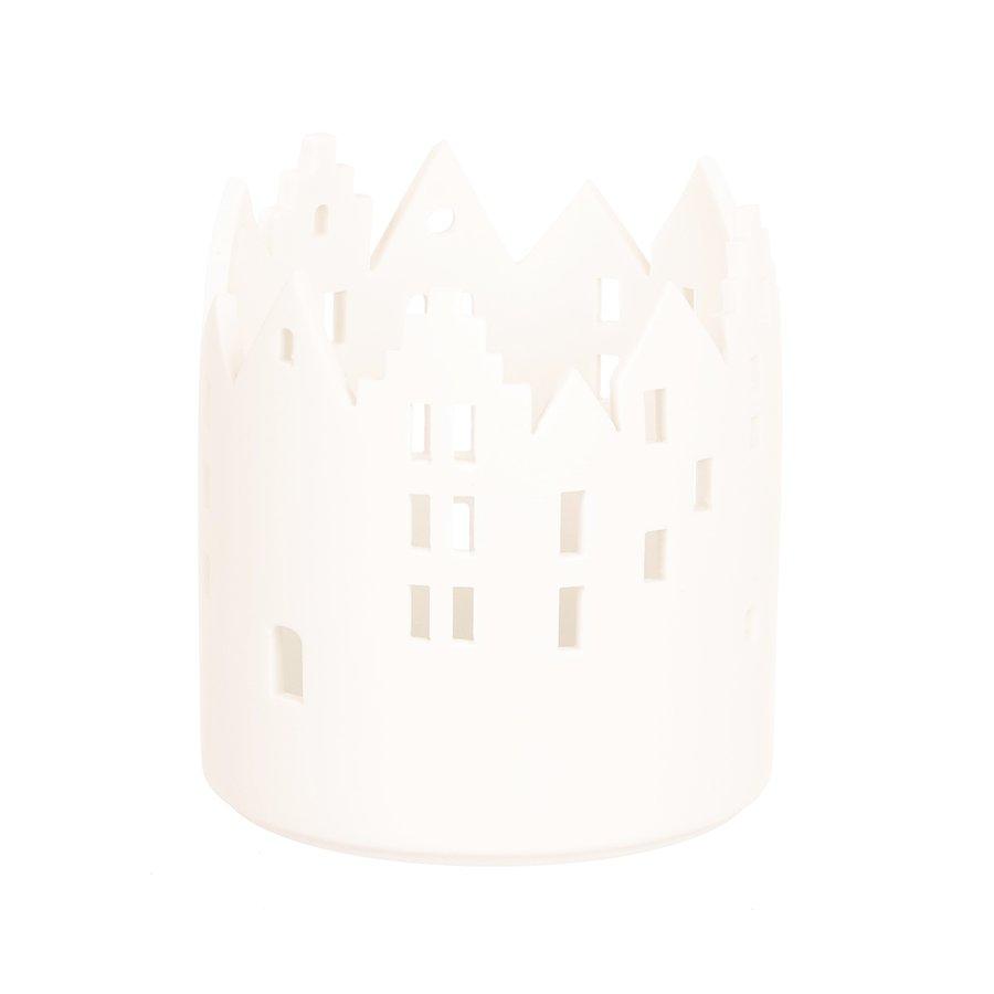 NANKAI TSUSHO Xmas Porcelain Candle Holder City Light - Town Hall Square (154g) - LOG-ON