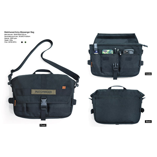 MATCHWOOD Army Messenger Bag - Black (690g)