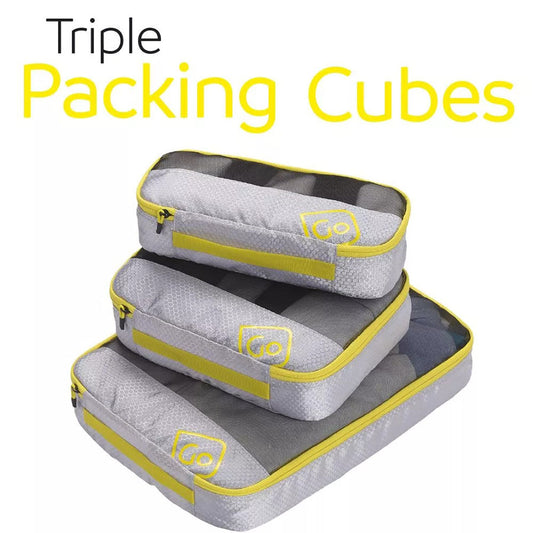 GO TRAVEL Triple Packing Cubes - Yellow
