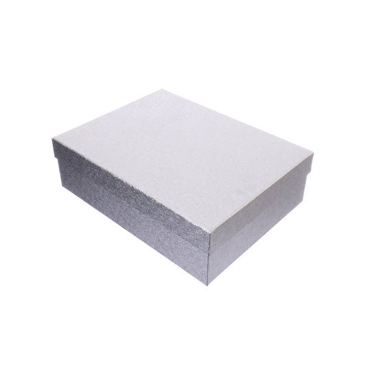 YUCCA Metallic Retangular Box Silver 395X300X120mm