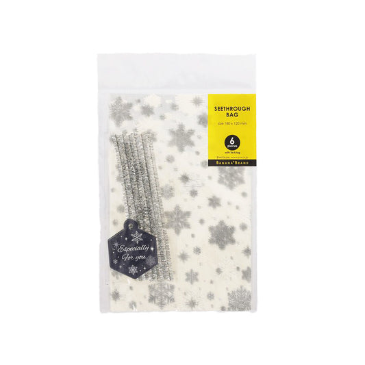 ZONART Xmas See Through Bag 18X12cm - Silver Snowflake (15g)