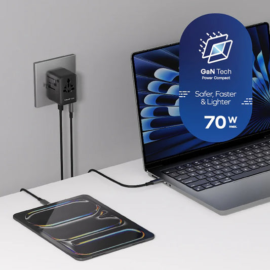 MOMAX 1-World 2 70W GaN Travel Adaptor - Black