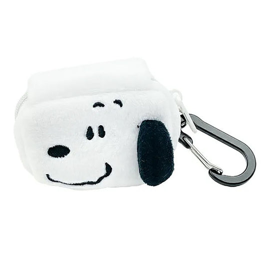 SUN-STAR F25 Snoopy Mitomi Fluffy Mini Pouch with Carabiner - White (40g)