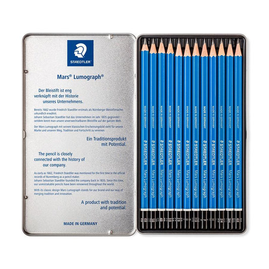 STAEDTLER Mars Lumograph Drawing Pencil 12 pcs Set - LOG-ON