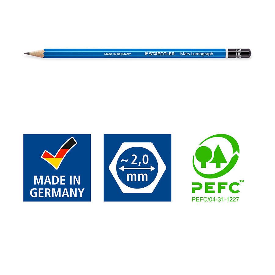 STAEDTLER Mars Lumograph Drawing Pencil 12 pcs Set - LOG-ON