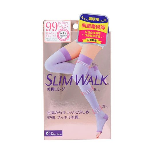 SLIMWALK Compression Open-Toe Socks For Night, Long Type Lavender (S-M) - LOG-ON