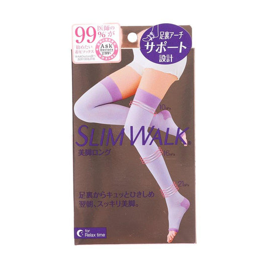 SLIMWALK Compression Open-Toe Socks For Night, Long Type Lavender (M-L) - LOG-ON