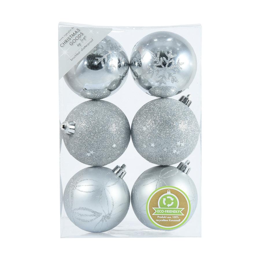 INGE Goodz Ornament Ball Silver 6pcs 8cm - LOG-ON