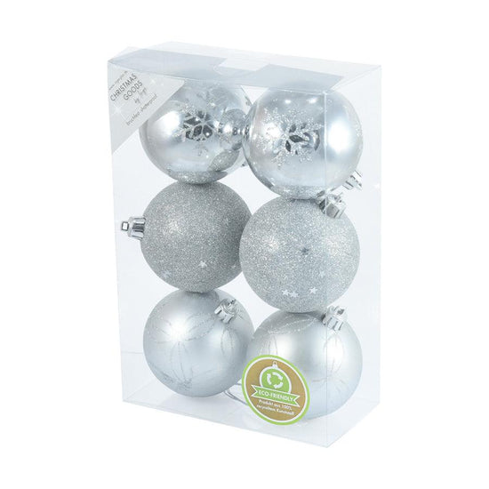 INGE Goodz Ornament Ball Silver 6pcs 8cm - LOG-ON