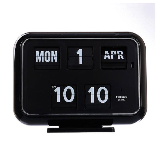 TWEMCO Calendar Flip Clock QD-35 Black - LOG-ON