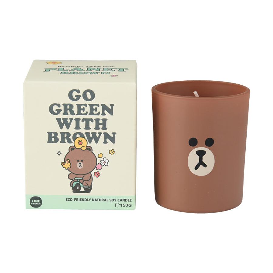 LINE FRIENDS Line Friends Soy Candle Go Green With Brown 150g - LOG-ON