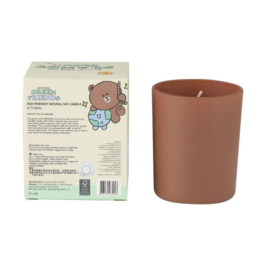 LINE FRIENDS Line Friends Soy Candle Go Green With Brown 150g - LOG-ON