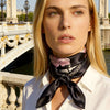 JDF Classy and Fabulous Peony Black Silky Scarf (70cm)