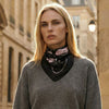 JDF Classy and Fabulous Peony Black Silky Scarf (70cm)
