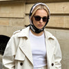 JDF Classy and Fabulous Peony Black Silky Scarf (70cm)