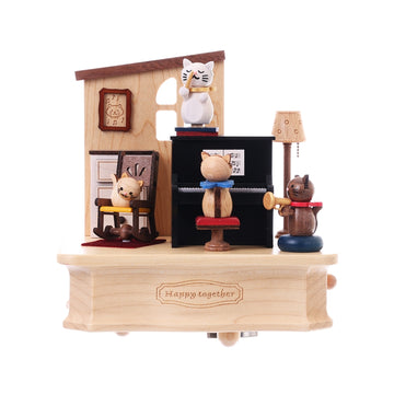 WOODERFUL LIFE 搖擺轉架音樂鈴 貓咪彈鋼琴