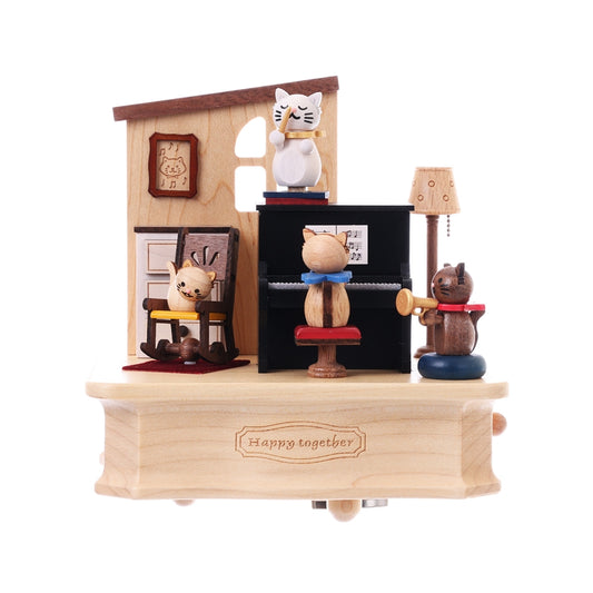 WOODERFUL LIFE 搖擺轉架音樂鈴 貓咪彈鋼琴