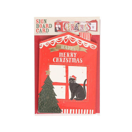 GREETING LIFE Xmas Card Sign Board - Cat (40g) - LOG-ON