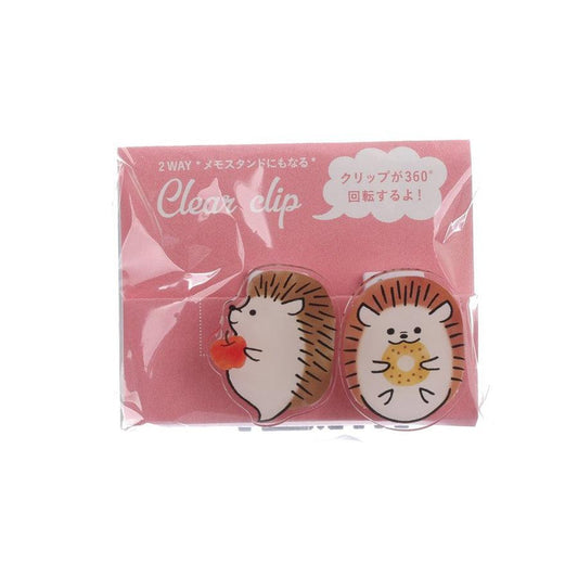 PINE BOOK Two Way Clear Animal Clip - Hedgehog (20g) - LOG-ON