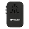 VERBATIM 3Port PD3.0 65W GAN Travel Adaptor - BLK