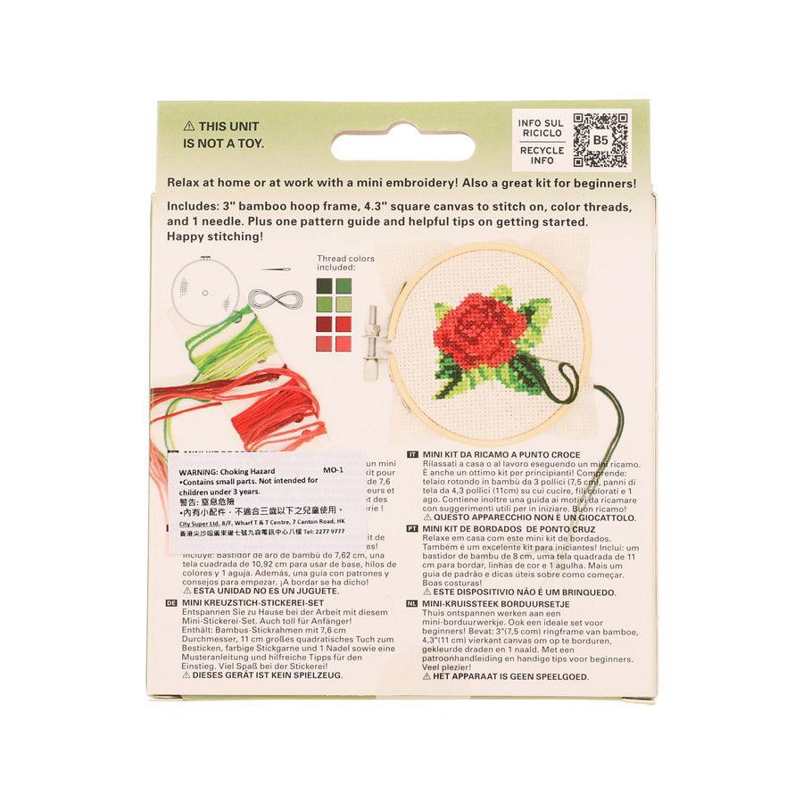 KIKKERLAND Mini Cross Stitch Kit - Rose - LOG-ON