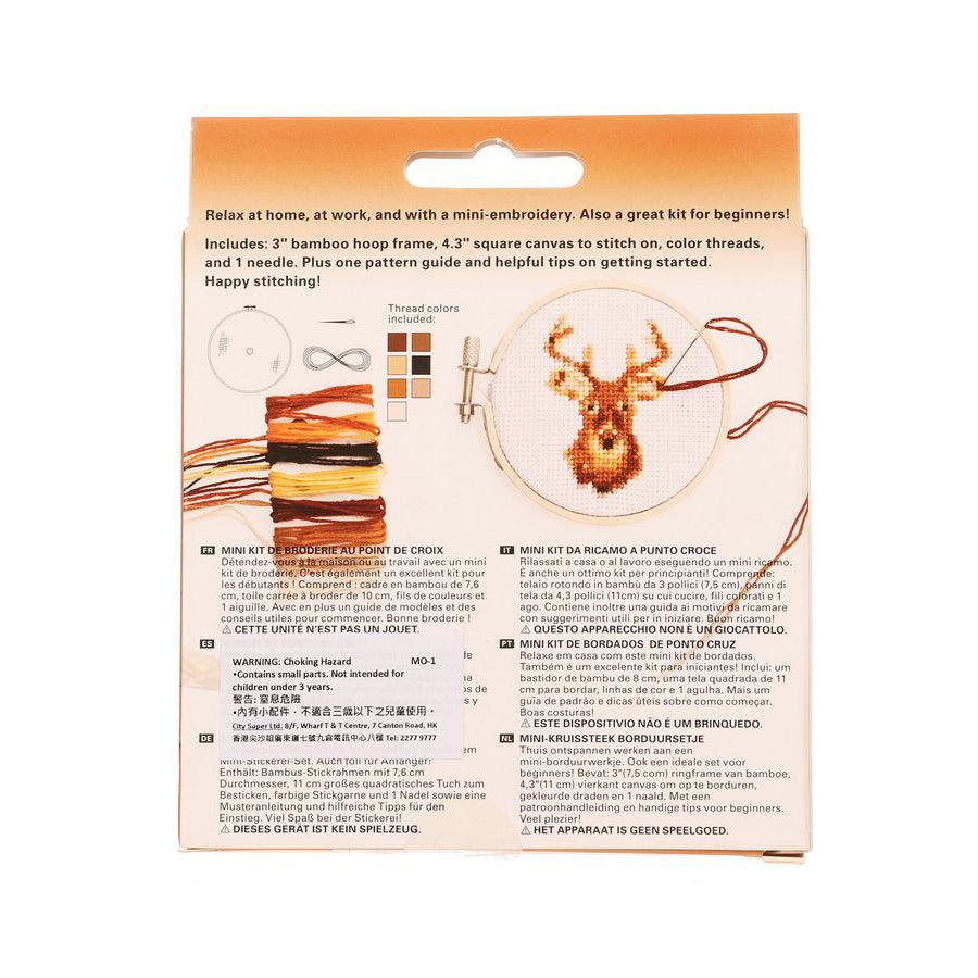 KIKKERLAND Mini Cross Stitch Kit - Deer - LOG-ON