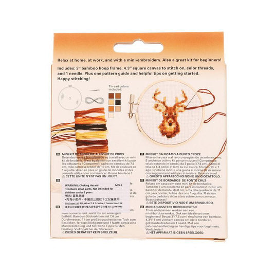 KIKKERLAND Mini Cross Stitch Kit - Deer - LOG-ON