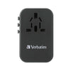 VERBATIM 5Port PD3.0 75W Gan Travel Adaptor - Black - LOG-ON