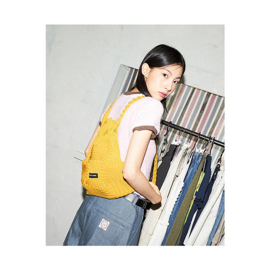 PLEATSMAMA PM22ZWBP010 Bow Backpack-Mustard - LOG-ON