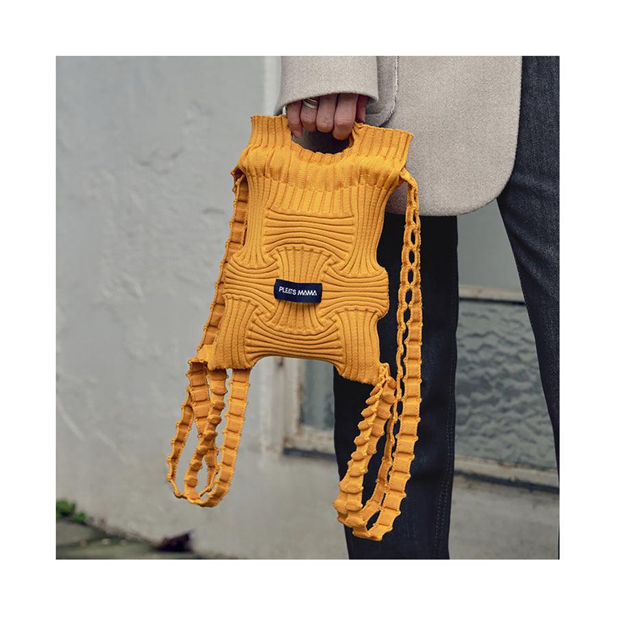 PLEATSMAMA PM22ZWMK010 Mini Bow Backpack-Mustard - LOG-ON