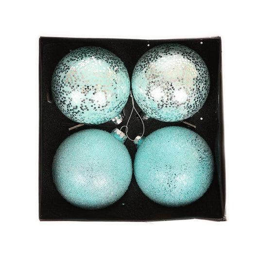 JLINE Xmas Glass Ornament Ballbox Set 11cm 4 pcs - Mint Green - LOG-ON