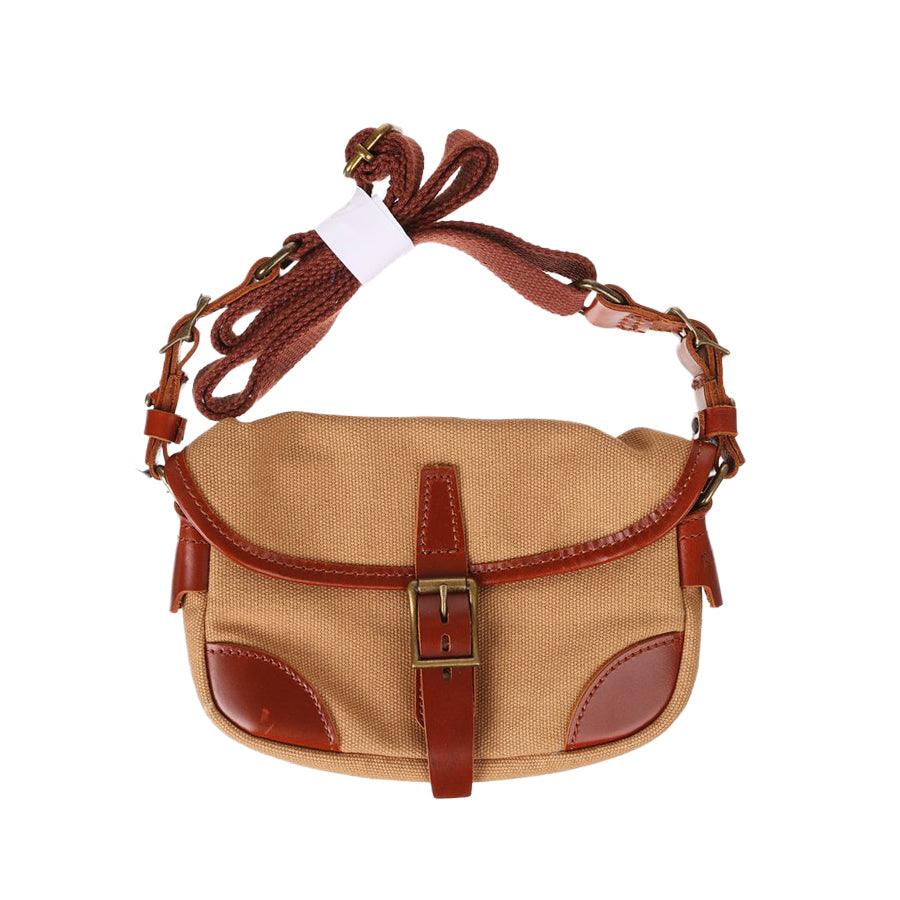 MMOB Leo Small Shoulder Canvas Leather Bag Khaki - LOG-ON