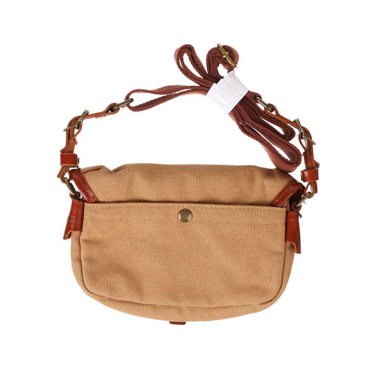 MMOB Leo Small Shoulder Canvas Leather Bag Khaki - LOG-ON