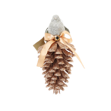 HARMONIER XMAS MINI ORNAMENT 17CM 1PC - PINE CONE GOLD / SILVER  (30g)