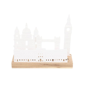 NANKAI TSUSHO Xmas Porcelain Candle Holder - London Skyline (531g) - LOG-ON