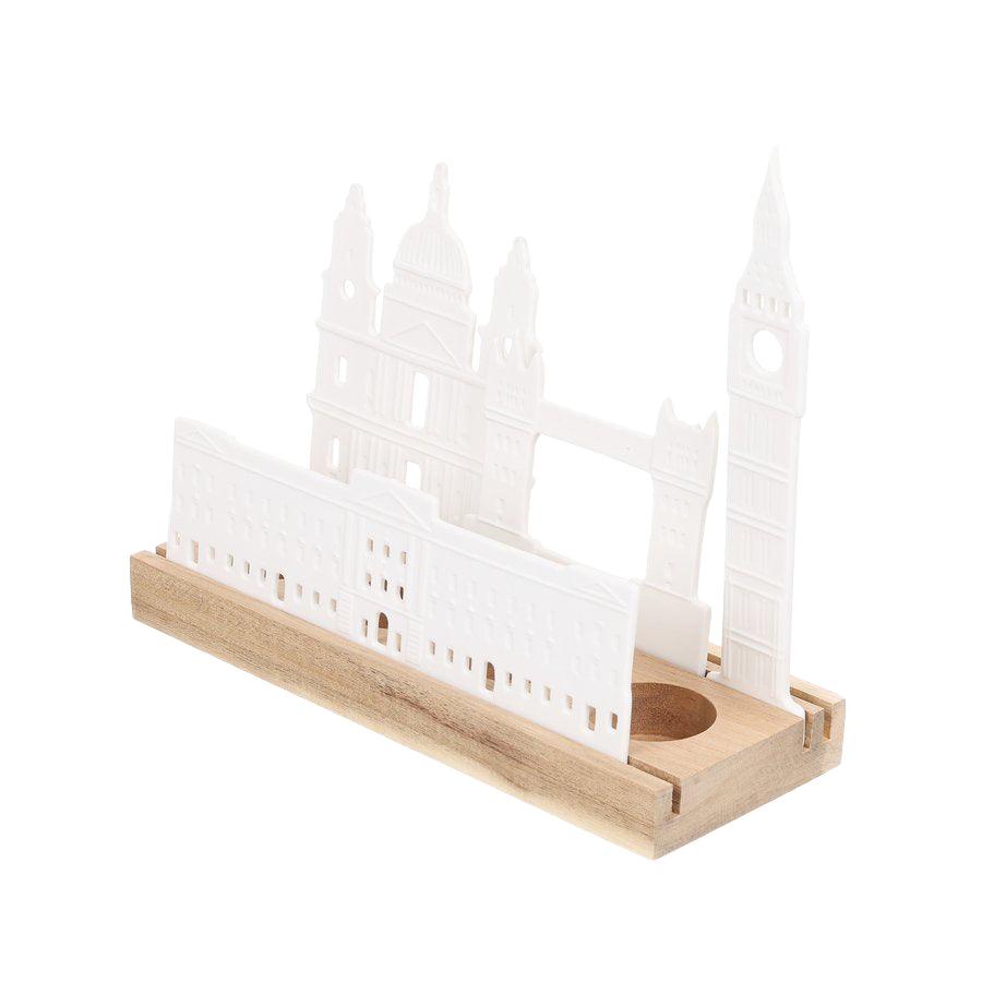 NANKAI TSUSHO Xmas Porcelain Candle Holder - London Skyline (531g) - LOG-ON