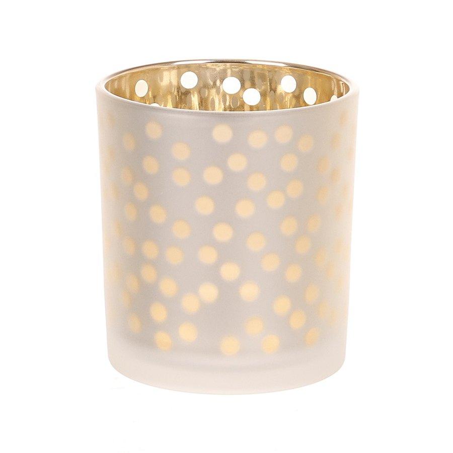 NANKAI TSUSHO Xmas Glass Candle Holder 8cm - Gold Dot (175g) - LOG-ON