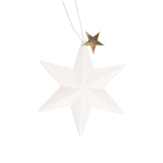 NANKAI TSUSHO Xmas Porcelain Ornament Star 10cm - Gold (40g) - LOG-ON