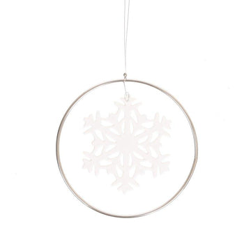 NANKAI TSUSHO Xmas Porcelain Ornament 12cm - Snow Crystal Silver (43g) - LOG-ON