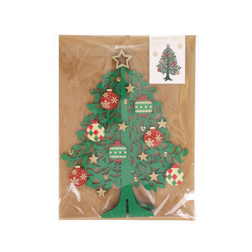 APJ Xmas Card Wood Tree Large - Green (86g) - LOG-ON