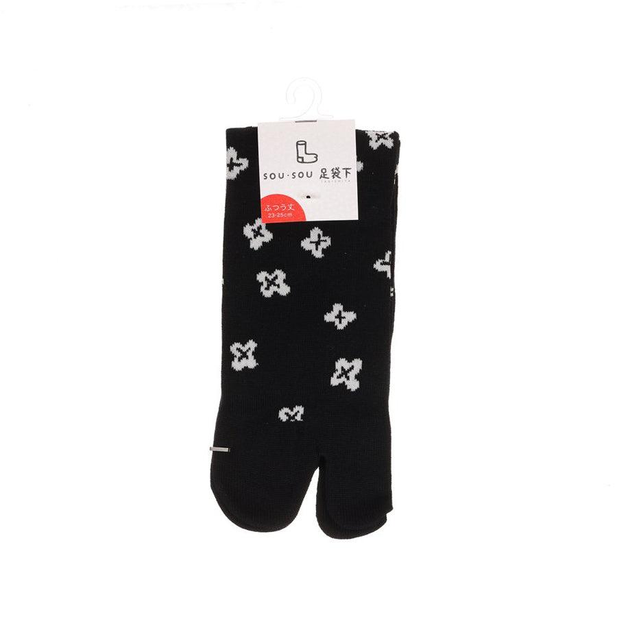 SOUSOU Tabi Socks (Mid-Calf) / Tiny Flowers Black 【Women】 - LOG-ON