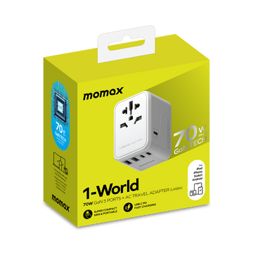 MOMAX 1-World 70W GaN旅行充電插座 - 白色