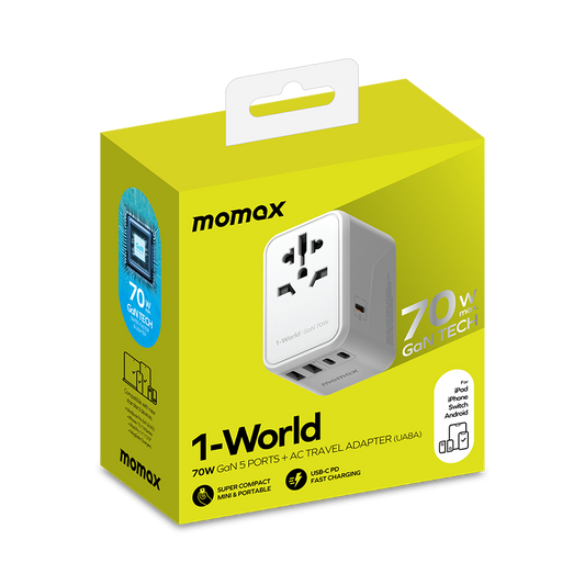 MOMAX 1-World 70W GaN旅行充電插座 - 白色