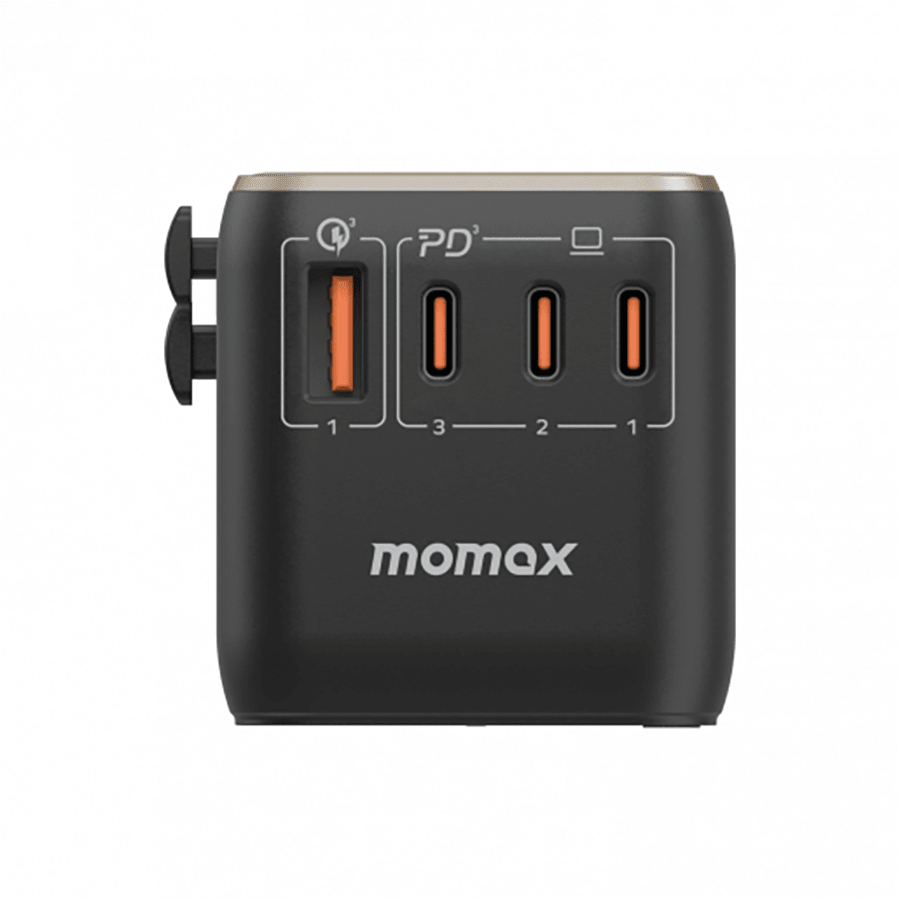 MOMAX 1-World 120W GaN Travel Adaptor-Titanium - LOG-ON