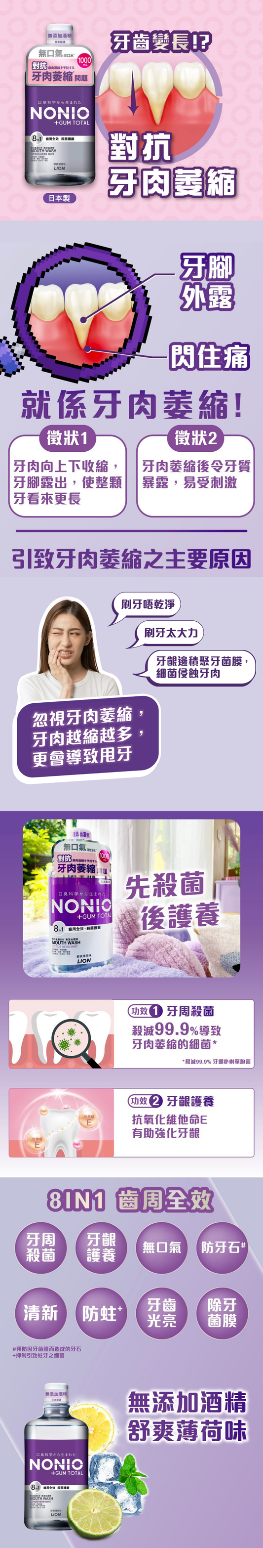 NONIO Nonio+Gum Total Mouthwash (No Alcohol Added Citrus Herb Mint)  (1000ML)