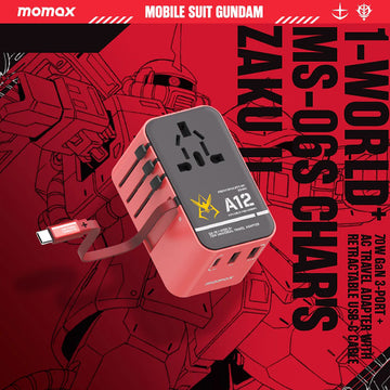 MOMAX 1-World 70W GaN Travel Adapto - Zaku Red