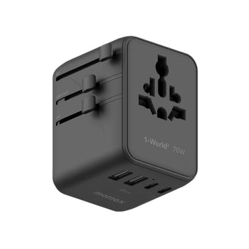 MOMAX 1-World 2 70W GaN Travel Adaptor - Black
