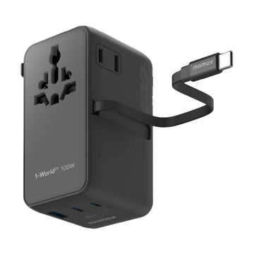 MOMAX 1-World2+ 100W Travel Adaptor-Black
